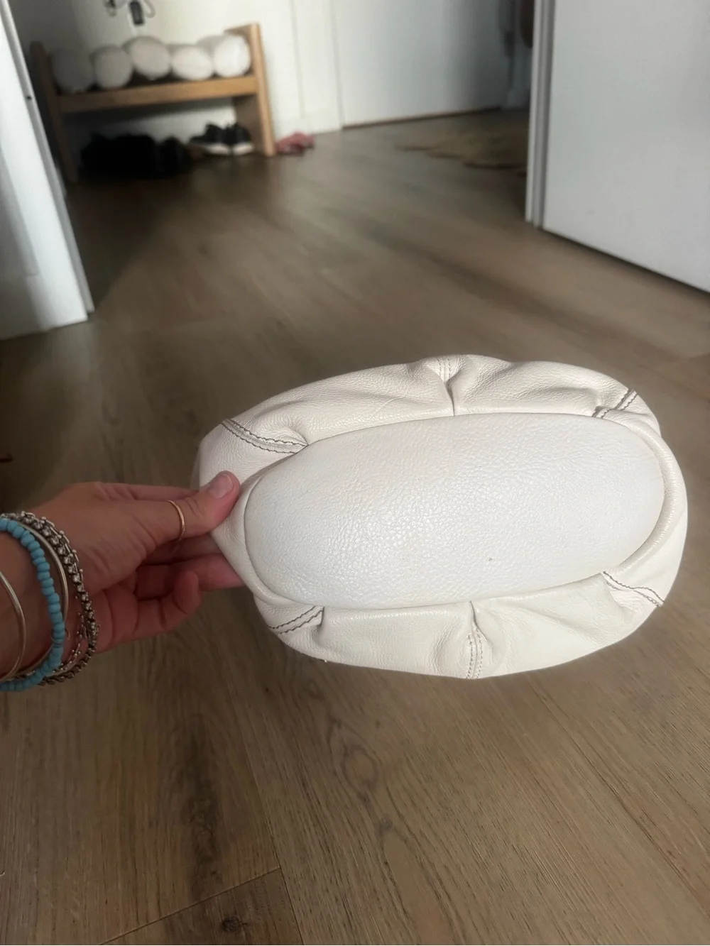 The Sak Cream Leather Hobo Shoulder Bag